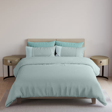 Eternia - 350 GSM Knitted CottonDouble Bed Bedcover (Sky Blue)