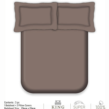 300TC - King size Solid Bedsheet Set (Coffee)