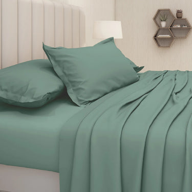 600TC Luxury 100% Pure Cotton Solid Bedsheet Set (Teal)