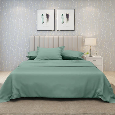 600TC Luxury 100% Pure Cotton Solid Bedsheet Set (Teal)