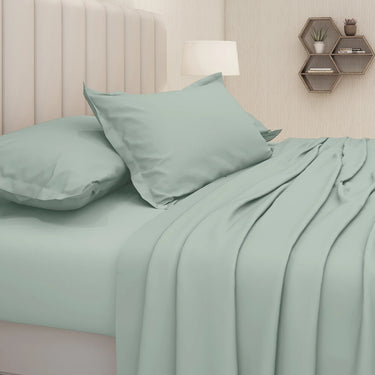 600TC Luxury 100% Pure Cotton Solid Bedsheet Set (Summer Green)