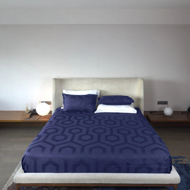 Italian Jacquard-King Size BedSheet Set (Navy Blue)