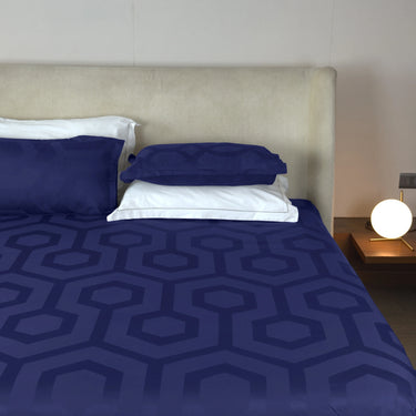 Italian Jacquard-King Size BedSheet Set (Navy Blue)