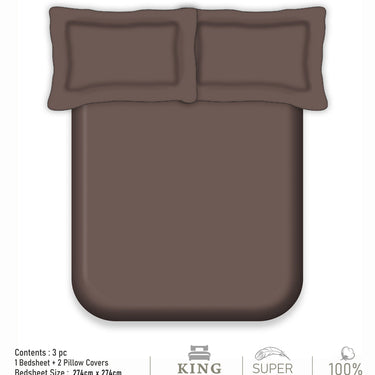 300TC - King size Solid Bedsheet Set (Dark Chocolate)