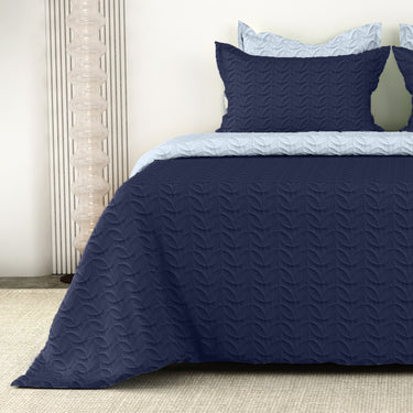 Rangriti - Multi-needle quilted, Reversible Bedcover (Navy Blue & Sky Blue)