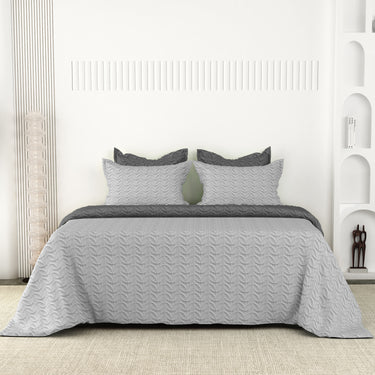 Rangriti - Multi-needle quilted, Reversible Bedcover (Silver & Grey)
