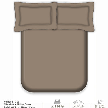 300TC - King size Solid Bedsheet Set (Roman Coffee)