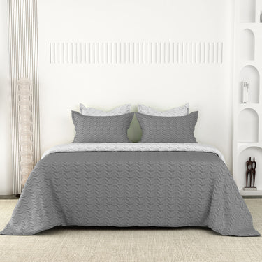 Rangriti - Multi-needle quilted, Reversible Bedcover (Grey & Silver)