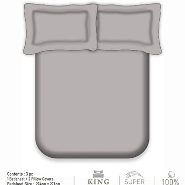 300TC - King size Solid Bedsheet Set (Ash Light)