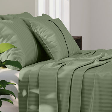 Simple Living - 210TC Satin Stripe Bedsheet Set(Midnight Green)