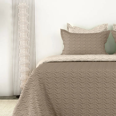 Rangriti - Multi-needle quilted, Reversible Bedcover (Mocha & Beige)