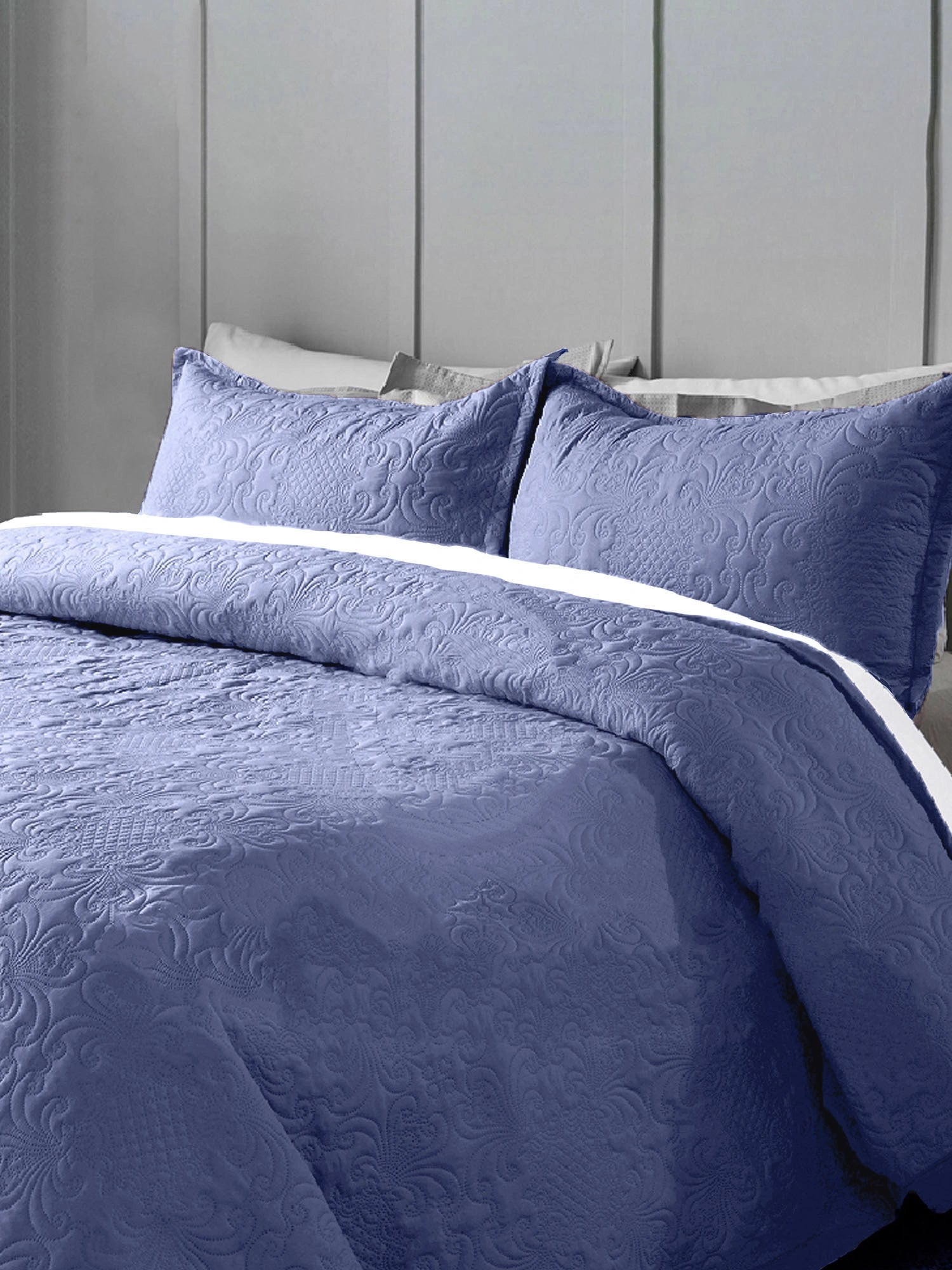 Sensation Ultrasonic Quilted  Bed Cover set (BlueBerry)