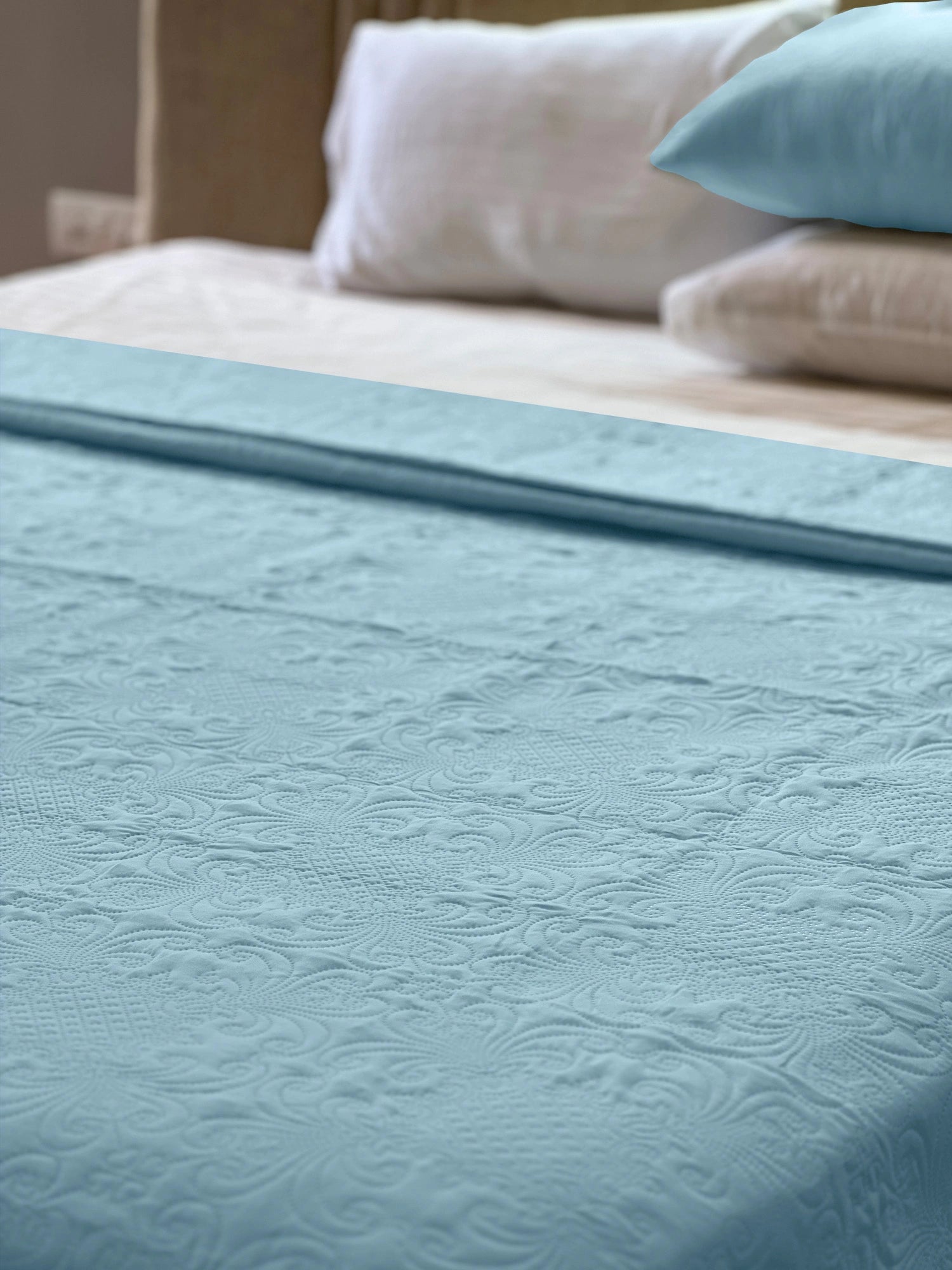 Sensation Ultrasonic Quilted  Bed Cover set (Sky)