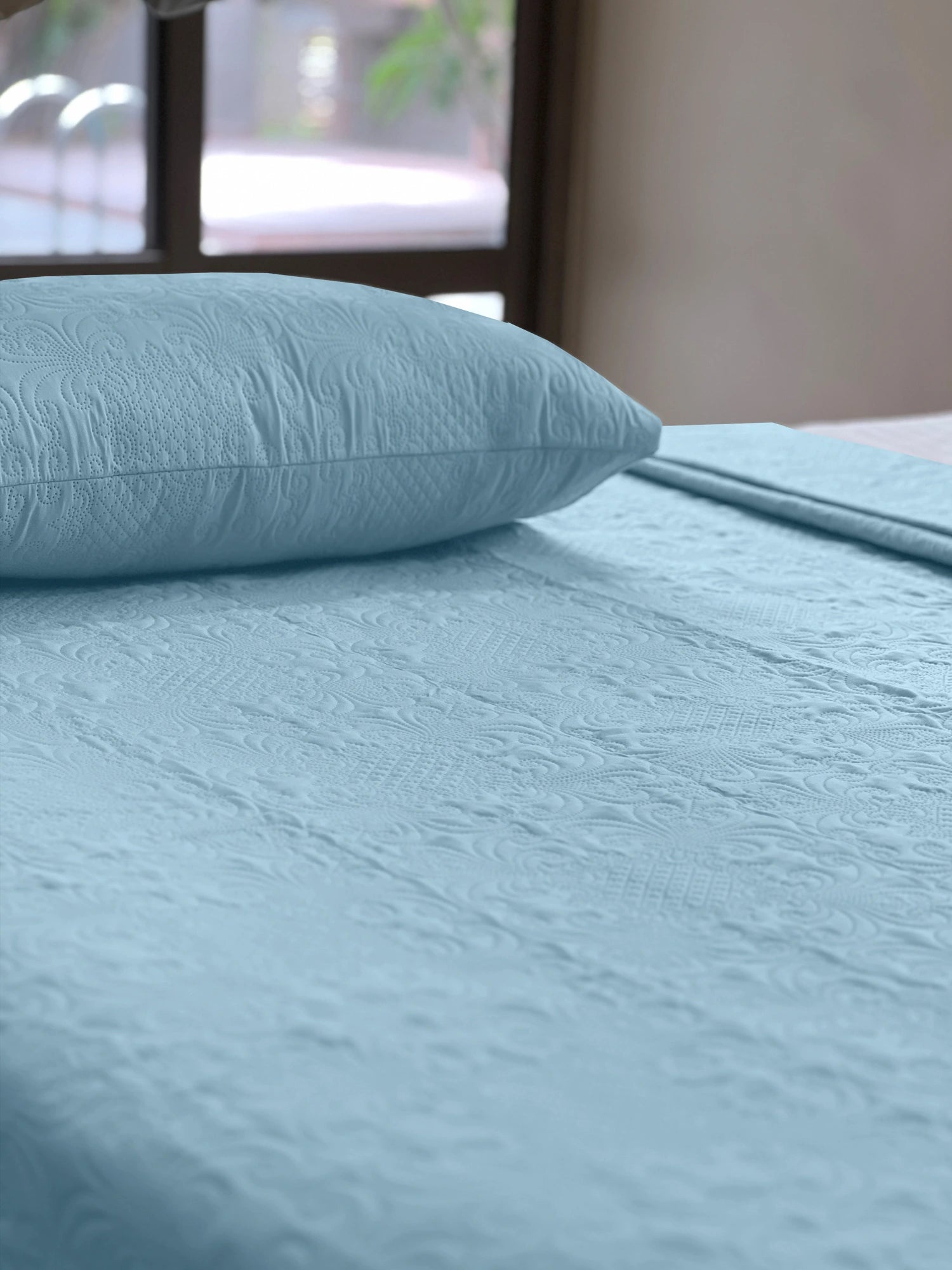 Sensation Ultrasonic Quilted  Bed Cover set (Sky)