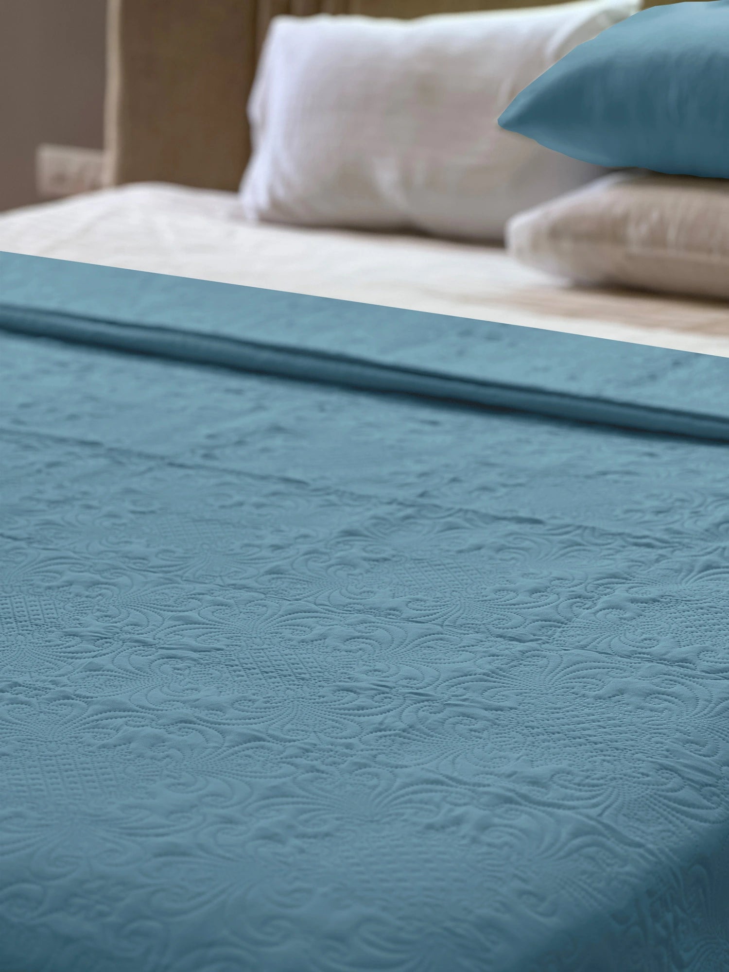 Sensation Ultrasonic Quilted  Bed Cover set (Denim)