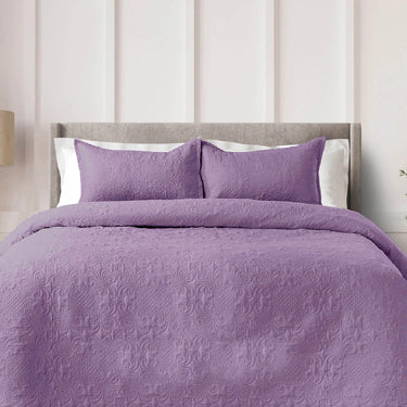 Sensation Ultrasonic Quilted  Bed Cover set (Plum)