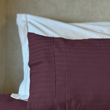 Simple Living - 210TC Satin Stripe Bedsheet Set(Maroon)