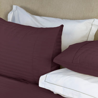 Simple Living - 210TC Satin Stripe Bedsheet Set(Maroon)