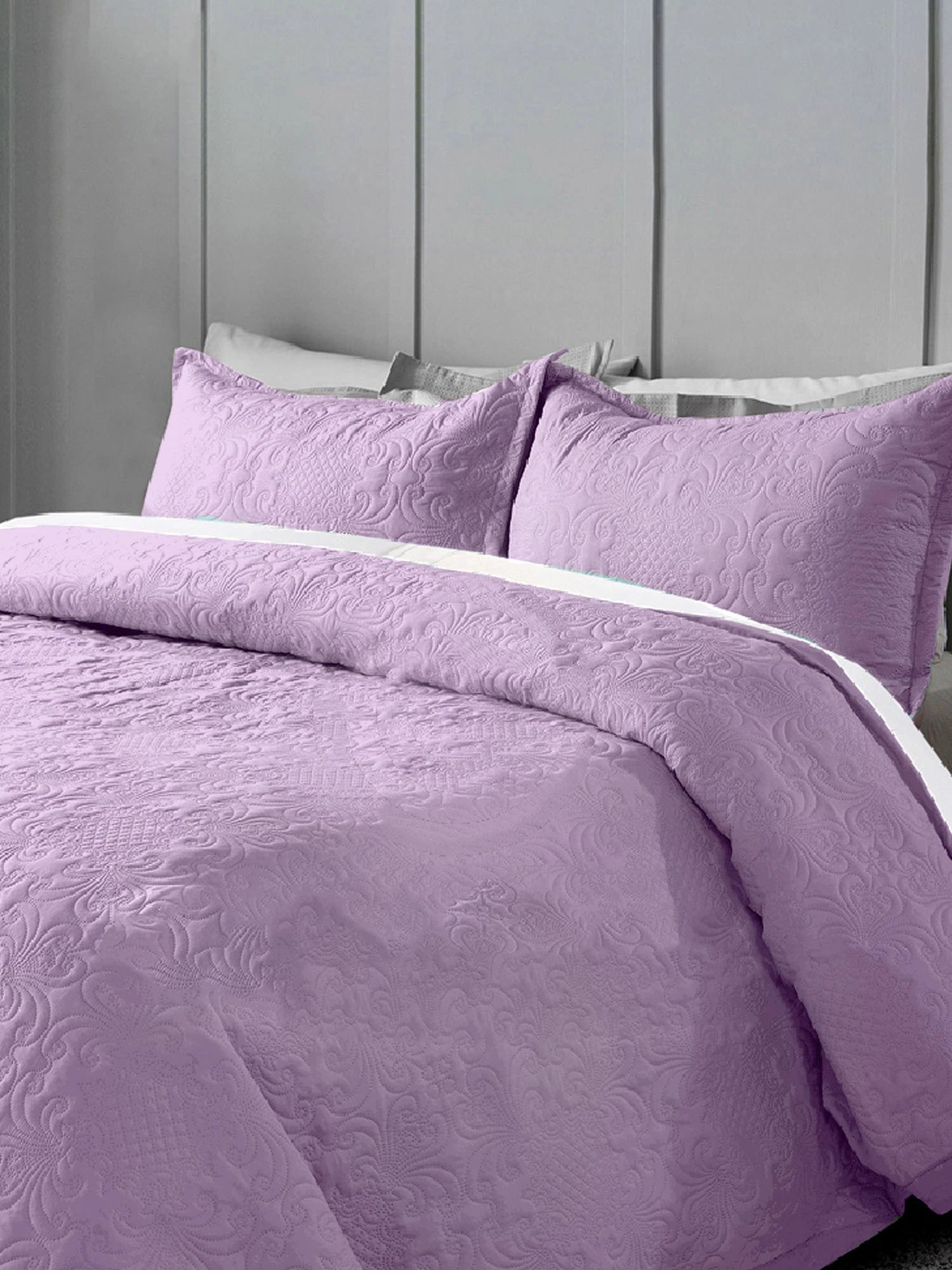 Sensation Ultrasonic Quilted  Bed Cover set (Lilac)