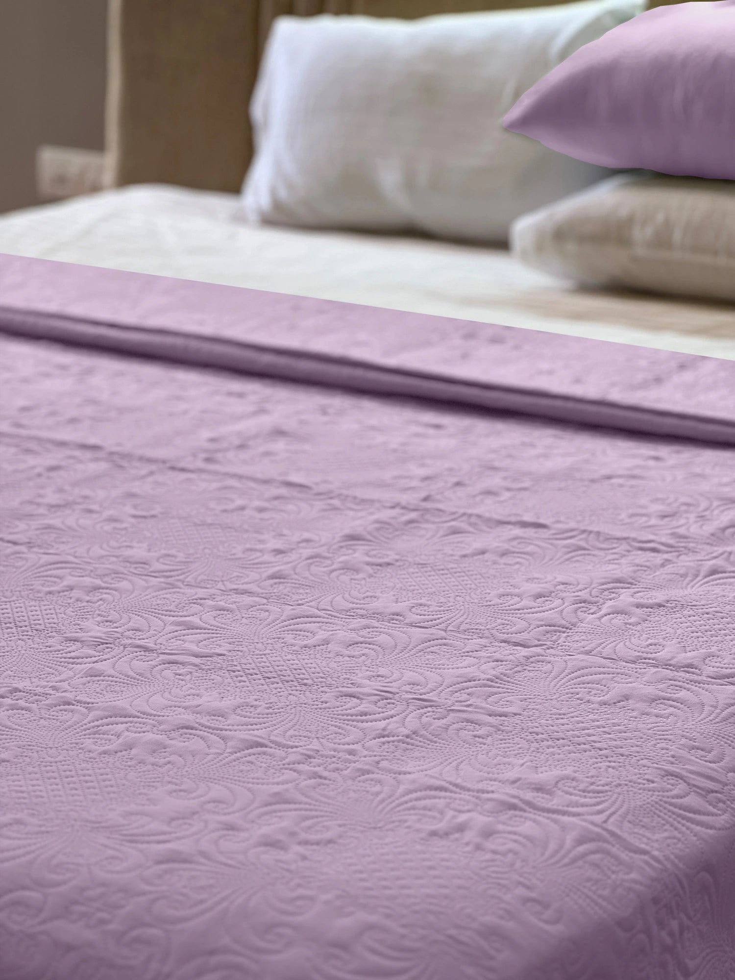 Sensation Ultrasonic Quilted  Bed Cover set (Lilac)