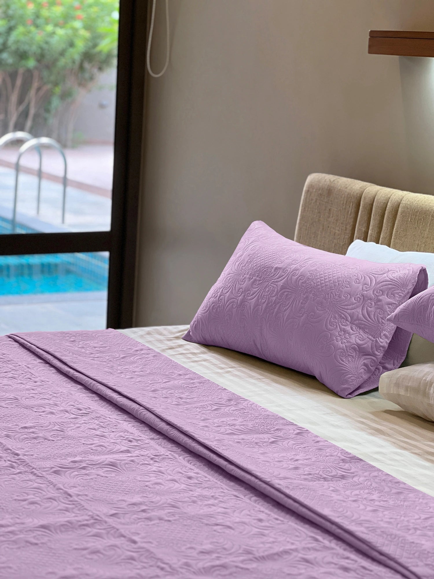 Sensation Ultrasonic Quilted  Bed Cover set (Lilac)