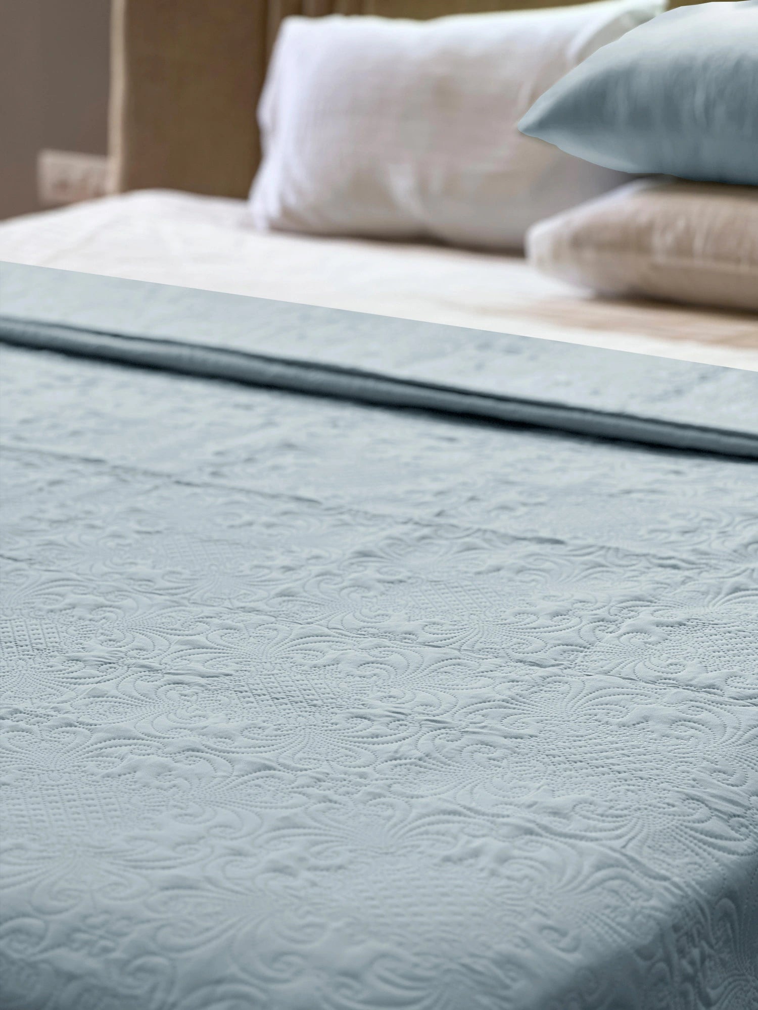 Sensation Ultrasonic Quilted  Bed Cover set (Pearl Grey)