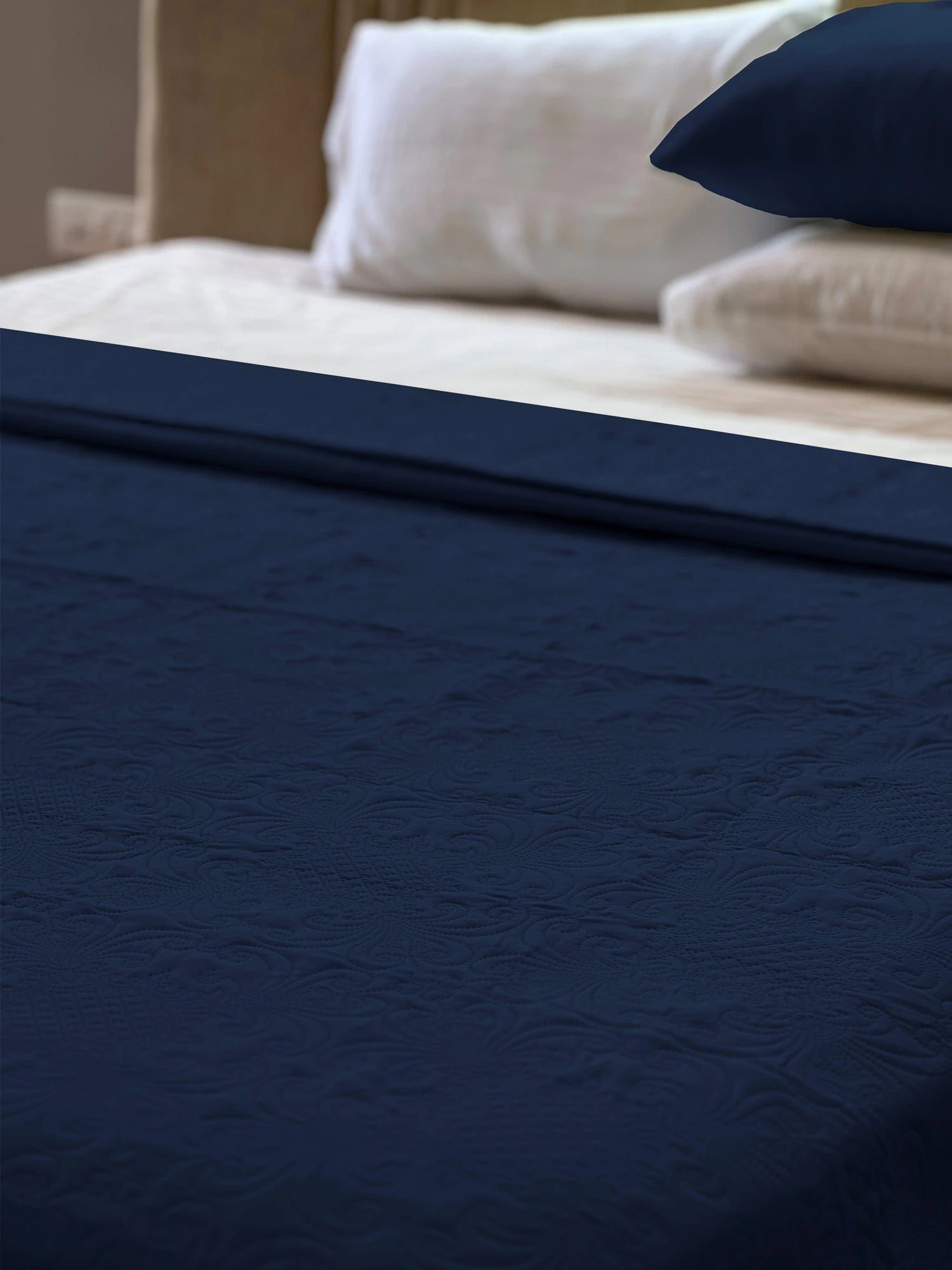 Sensation Ultrasonic Quilted  Bed Cover set (Navy)