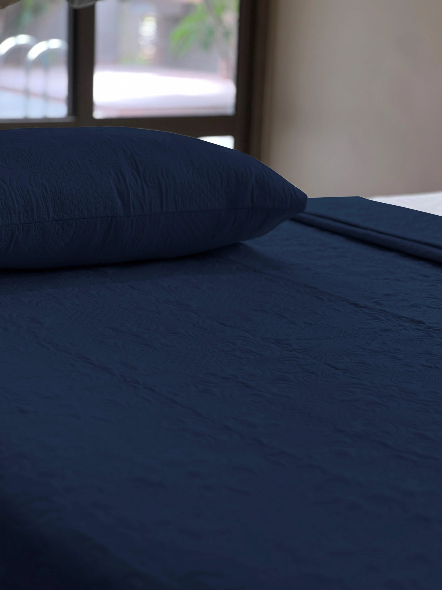 Sensation Ultrasonic Quilted  Bed Cover set (Navy)