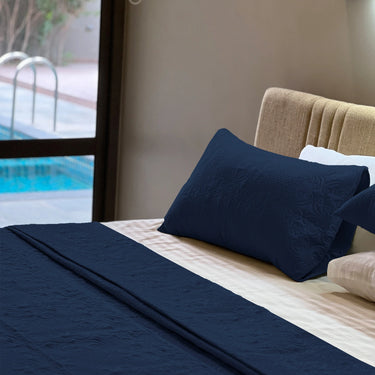 Sensation Ultrasonic Quilted  Bed Cover set(Navy Blue)