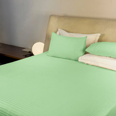 Simple Living - 210TC Satin Stripe Bedsheet Set(Pistachio)