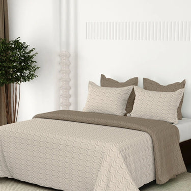 Everyday Ultrasonic Quilted Reversible Bedcover (Beige - Mocha)