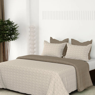 Rangriti - Multi-needle quilted, Reversible Bedcover (Beige & Mocha)