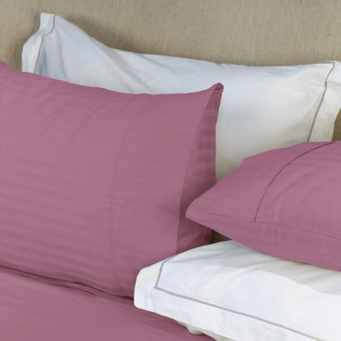 Simple Living - 210TC Satin Stripe Bedsheet Set(Berry Fizz)