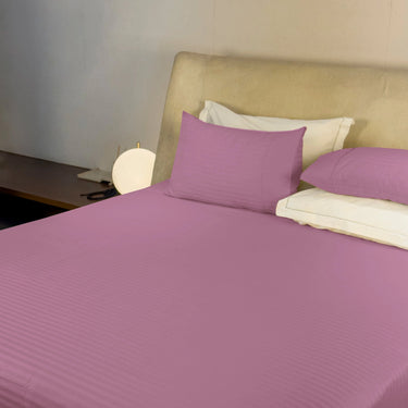 Simple Living - 210TC Satin Stripe Bedsheet Set(Berry Fizz)