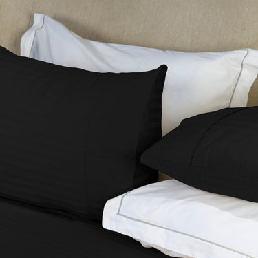 Simple Living - 210TC Satin Stripe Bedsheet Set(Black)