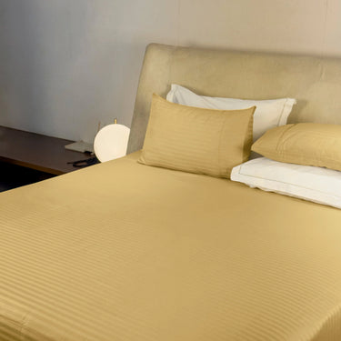 Simple Living - 210TC Satin Stripe Bedsheet Set(Golden)