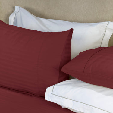 Simple Living - 210TC Satin Stripe Bedsheet Set(Cherry)