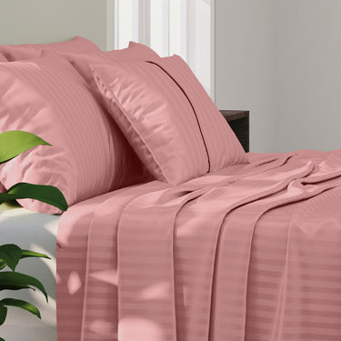 Simple Living - 210TC Satin Stripe Bedsheet Set(Island Sunset)