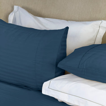 Simple Living - 210TC Satin Stripe Bedsheet Set(Arabian Sea)