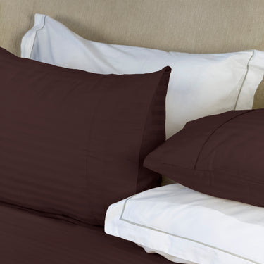 Simple Living - 210TC Satin Stripe Bedsheet Set(Dark Chocolate)