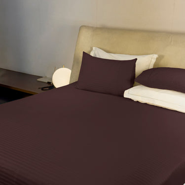 Simple Living - 210TC Satin Stripe Bedsheet Set(Dark Chocolate)