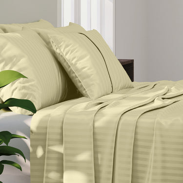 Simple Living - 210TC Satin Stripe Bedsheet Set(Lemon Light)