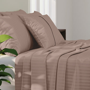 Simple Living - 210TC Satin Stripe Bedsheet Set(Copper)