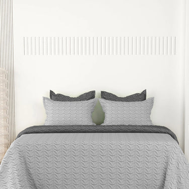 Rangriti - Multi-needle quilted, Reversible Bedcover (Silver & Grey)