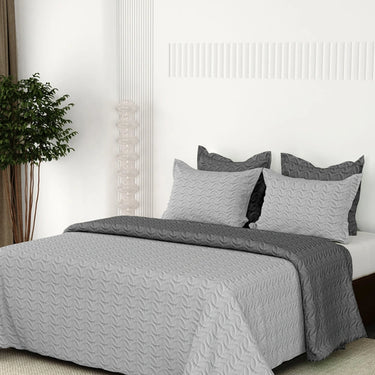 Everyday Ultrasonic Quilted Reversible Bedcover (Silver - Grey)