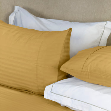 Simple Living - 210TC Satin Stripe Bedsheet Set(Mustard)