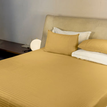 Simple Living - 210TC Satin Stripe Bedsheet Set(Mustard)