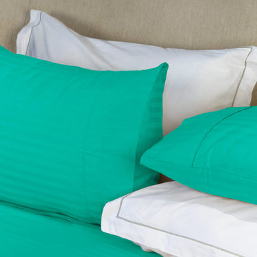 Simple Living - 210TC Satin Stripe Bedsheet Set(Sea green)