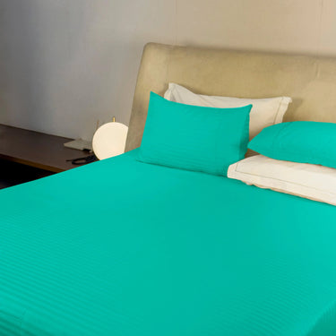 Simple Living - 210TC Satin Stripe Bedsheet Set(Sea green)