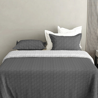 Aura Multi Needle Quilted, Reversible Bedcover (Grey & Silver)